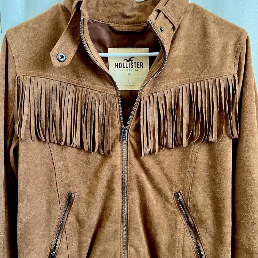 Hollister Tan Suede Fringe Jacket